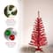 4ft. Pre-Lit Red Tinsel Artificial Christmas Tree, Clear Lights